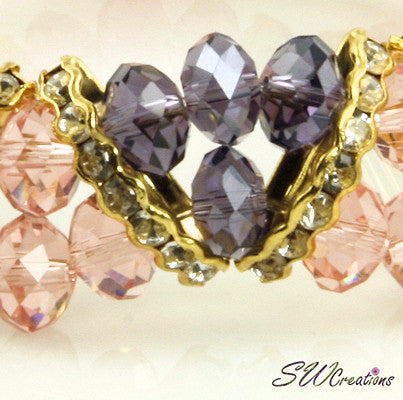 Tanzanite Peach Gold Crystal Double Strand Beaded Bracelets - SWCreations
 - 4