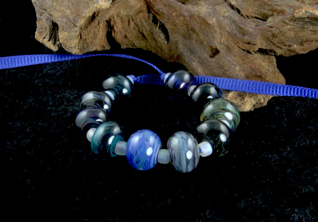 blue lampwork beads