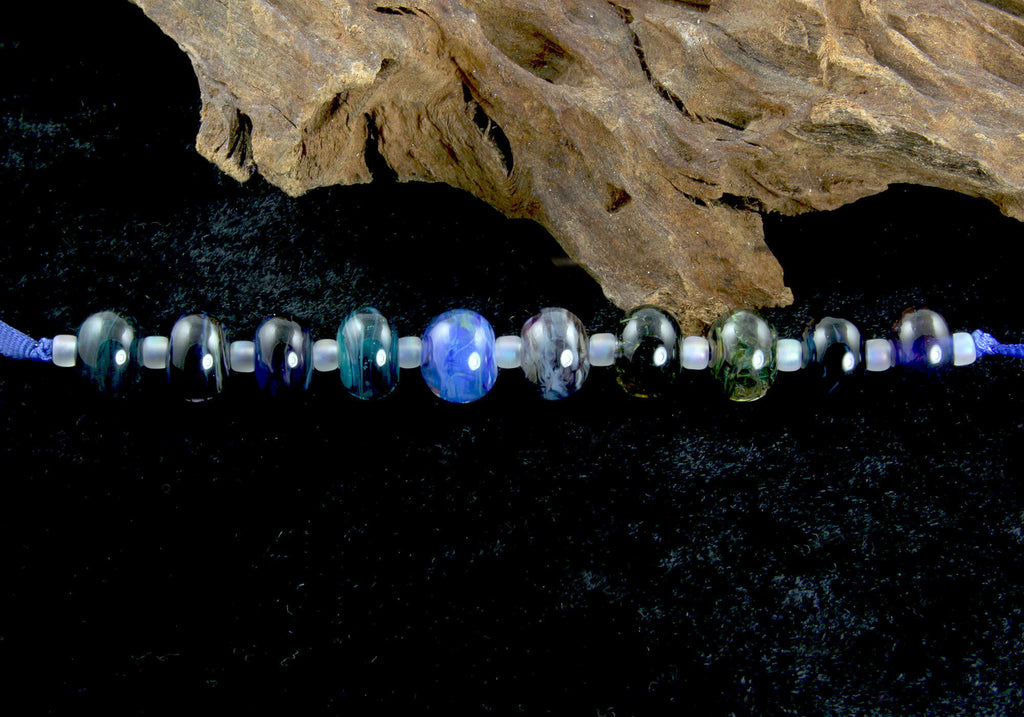 blue lampwork beads