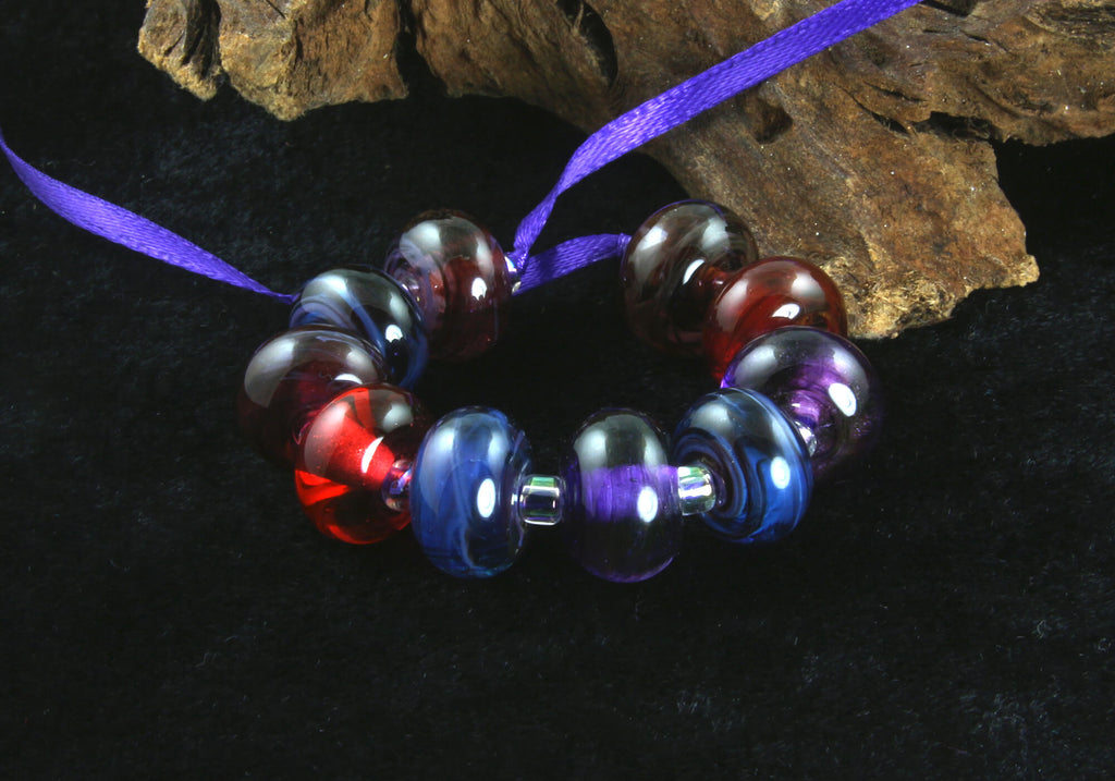 blue purple lampwork beads