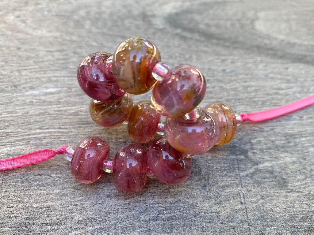 kiss me pink lampwork beads