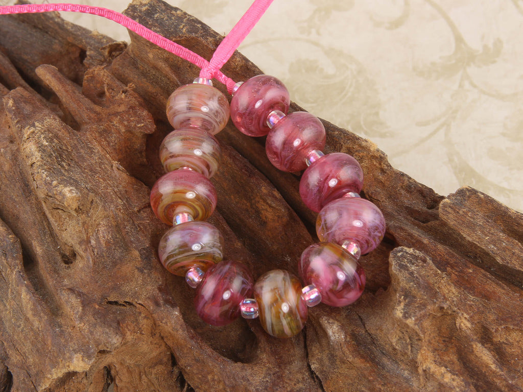 kiss me pink lampwork beads
