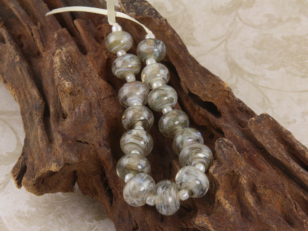 abalone gray lampwork beads