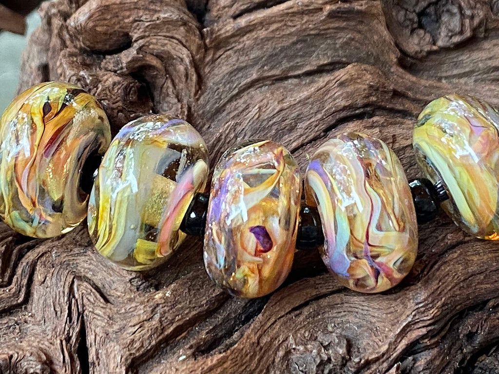 multicolor lampwork bead set