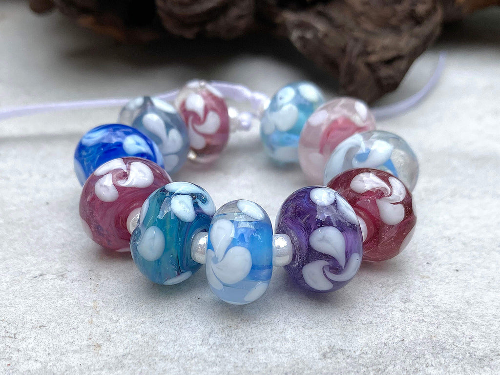 floral lampwork bead set