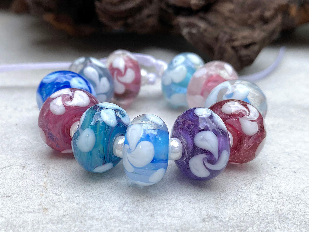 floral lampwork bead set
