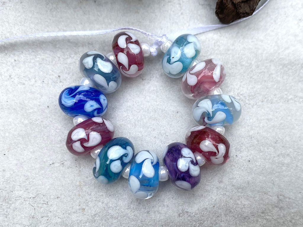 floral lampwork bead set