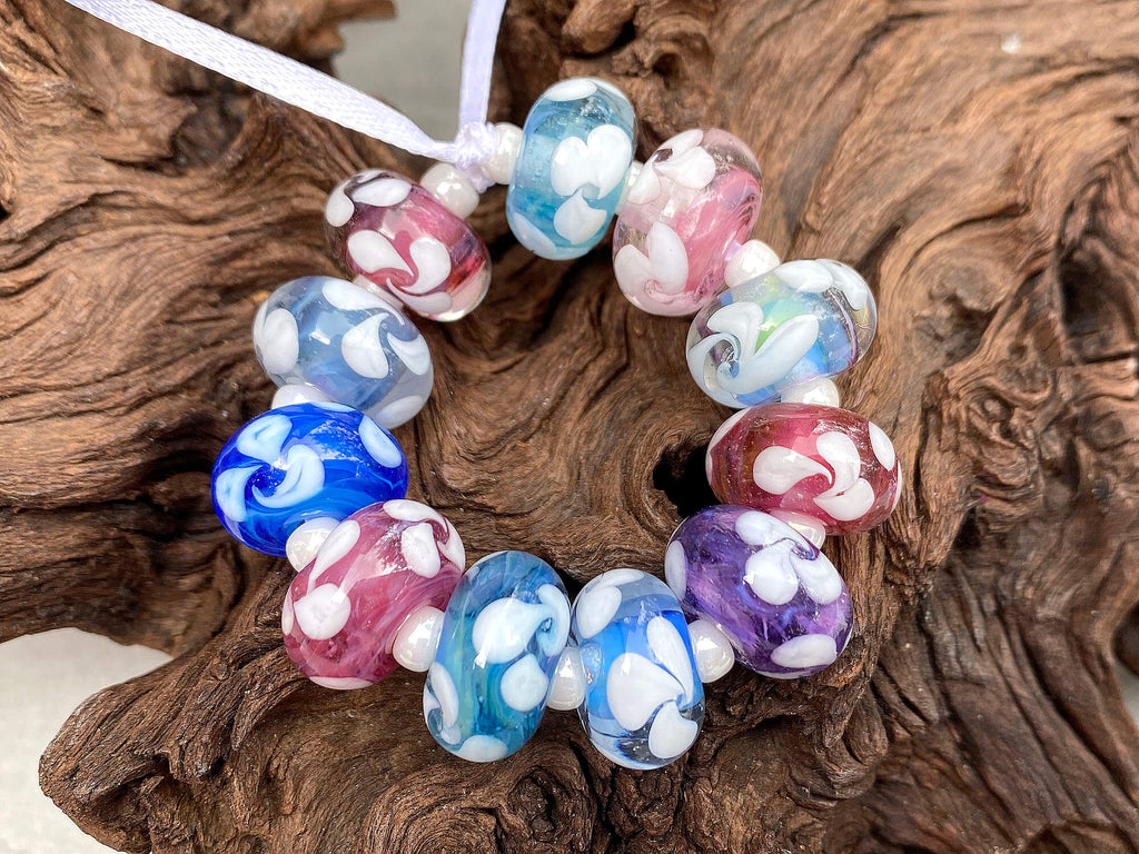 floral lampwork bead set