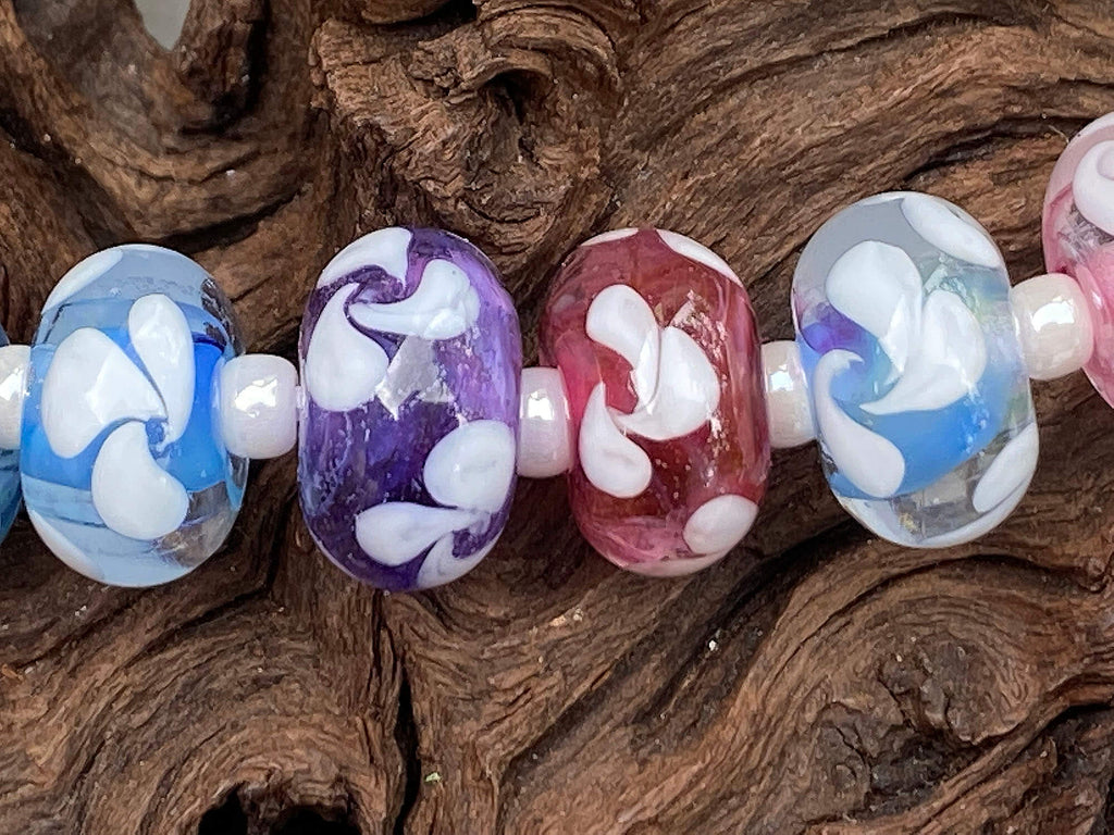 floral lampwork bead set