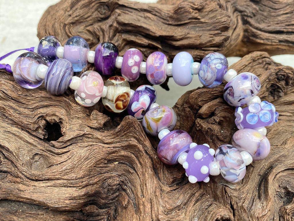 purple mixed lampwork beads