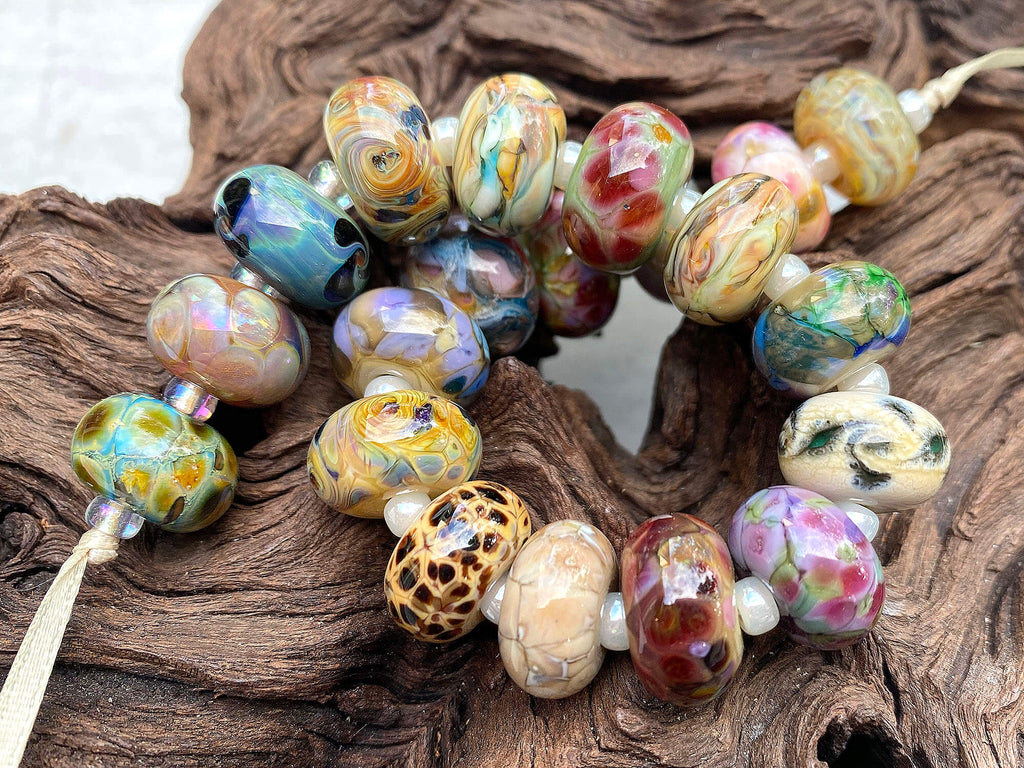 brown mixed lampwork beads