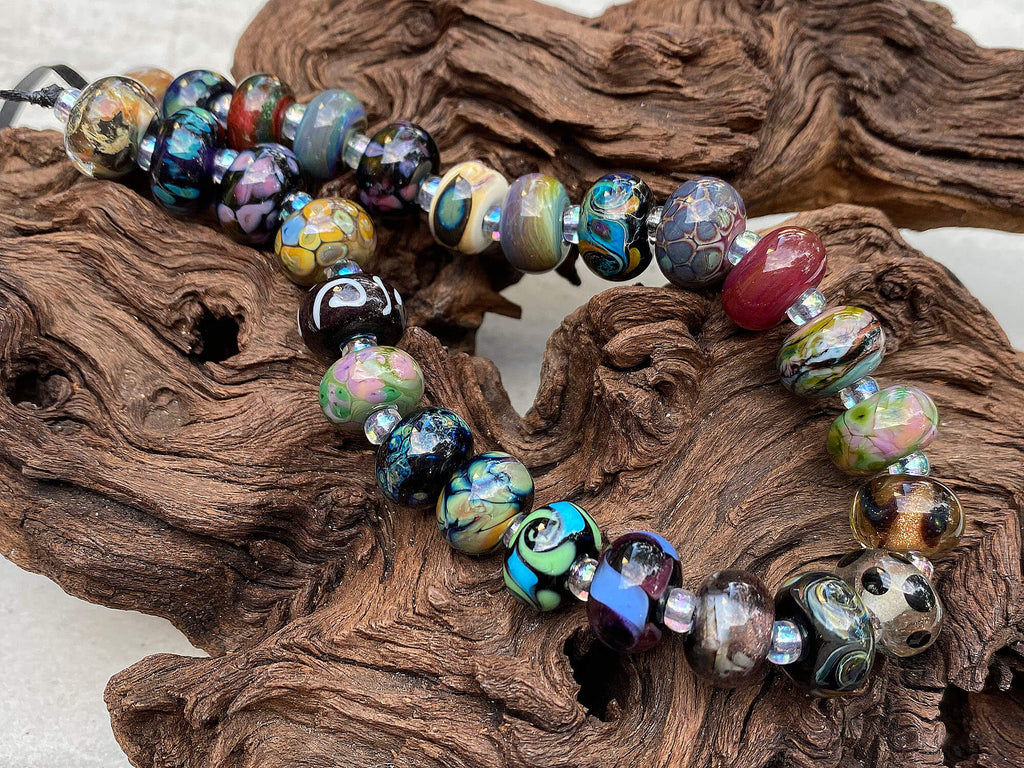 black lampwork bead set