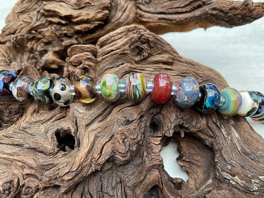 black lampwork bead set