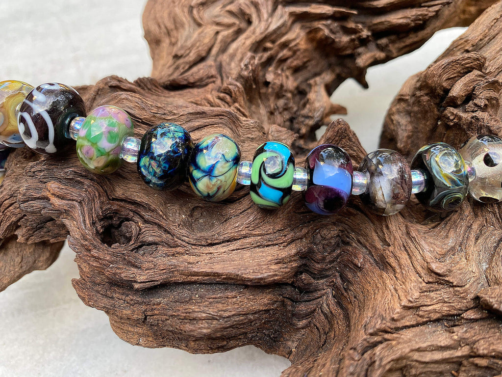 black lampwork bead set