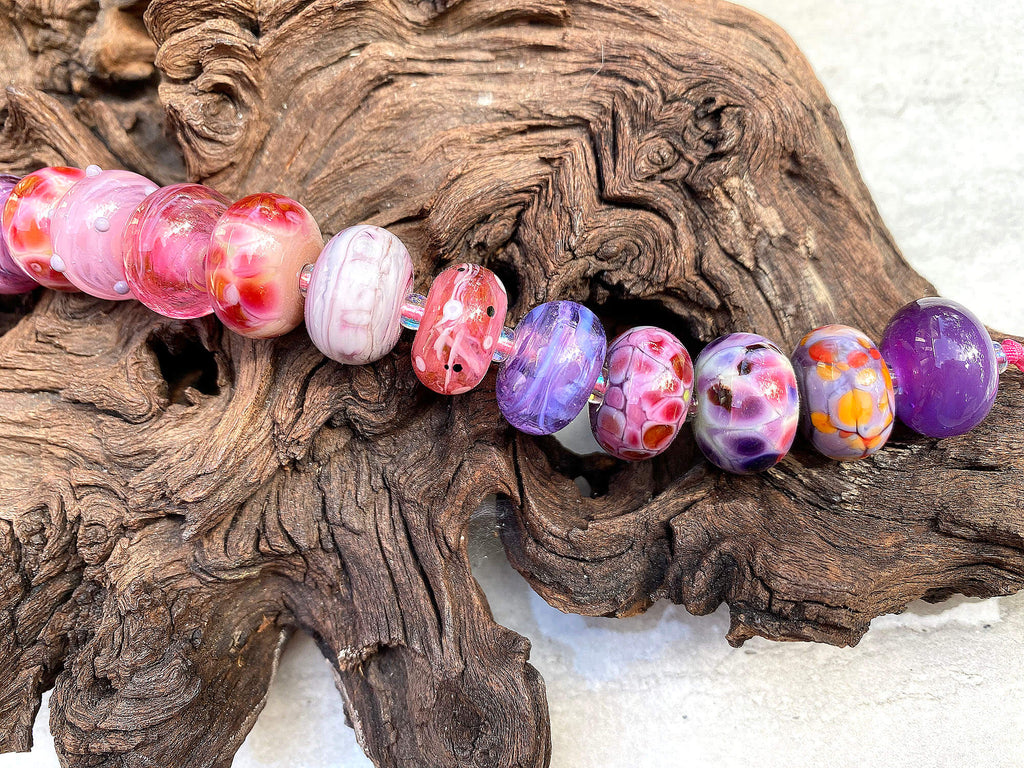 pink lampwork beads set