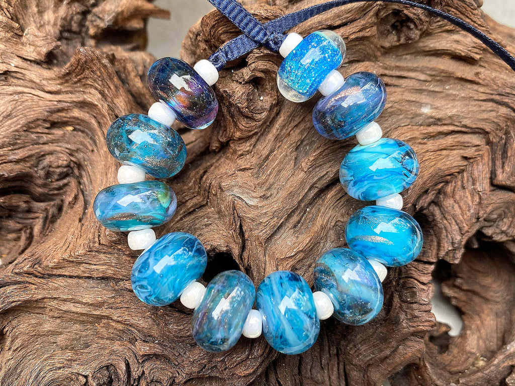 blue lampwork beads by SWCreations