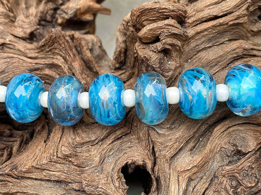 blue lampwork beads by SWCreations