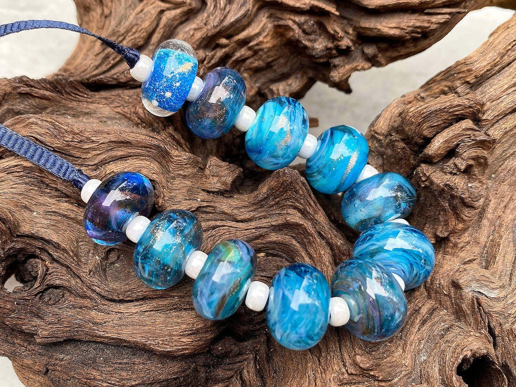 blue lampwork beads by SWCreations