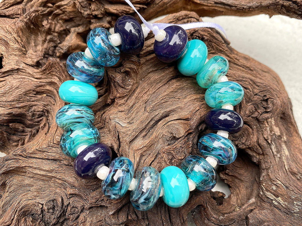 turquoise blue lampwork beads by SWCreations