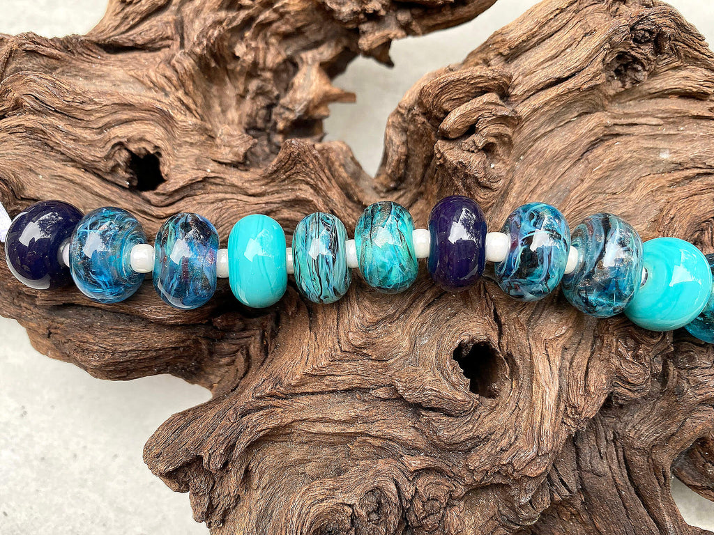 turquoise blue lampwork beads