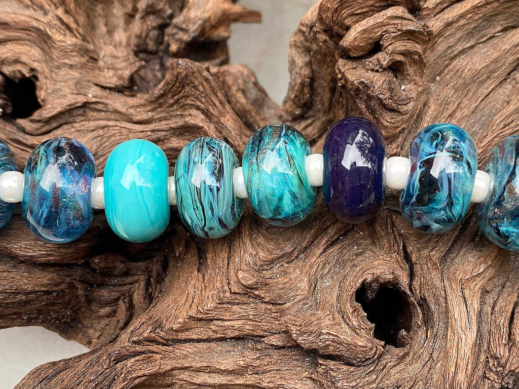 turquoise blue lampwork beads