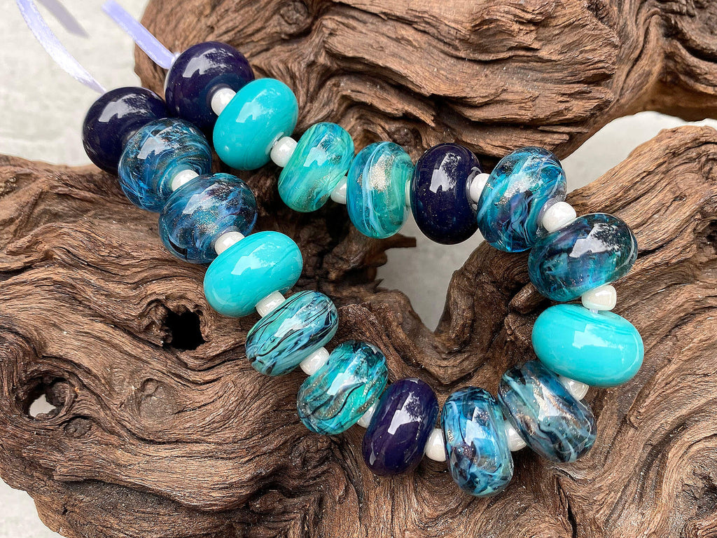 turquoise blue lampwork beads