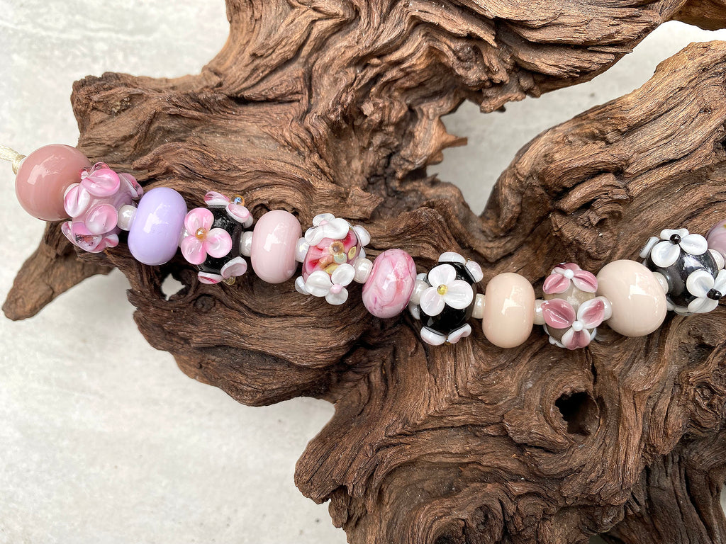 floral lampwork beads