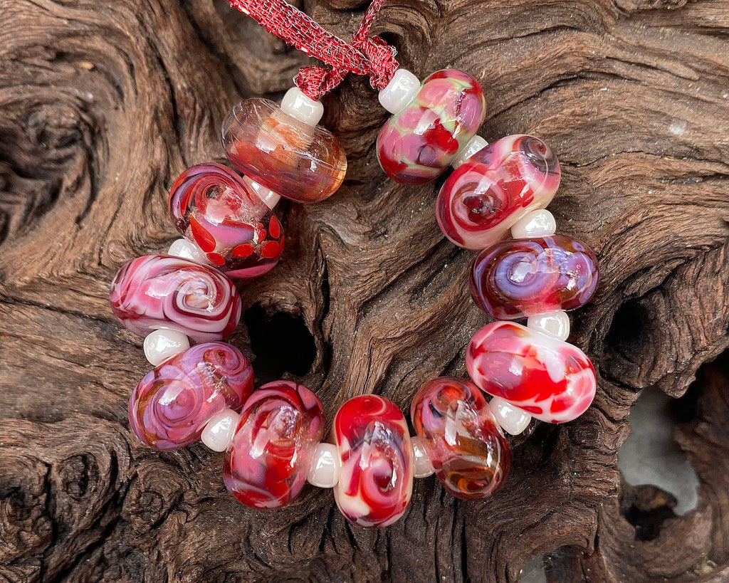 red lampwork beads