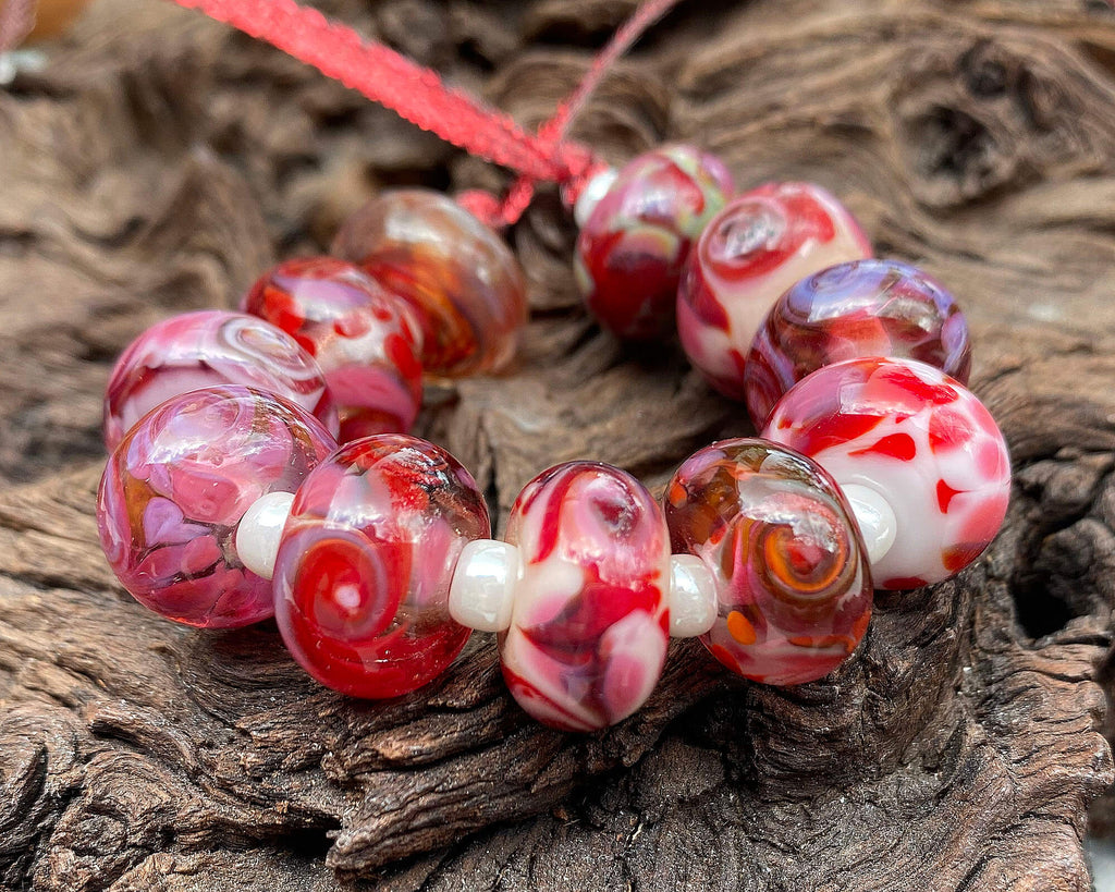 red lampwork beads