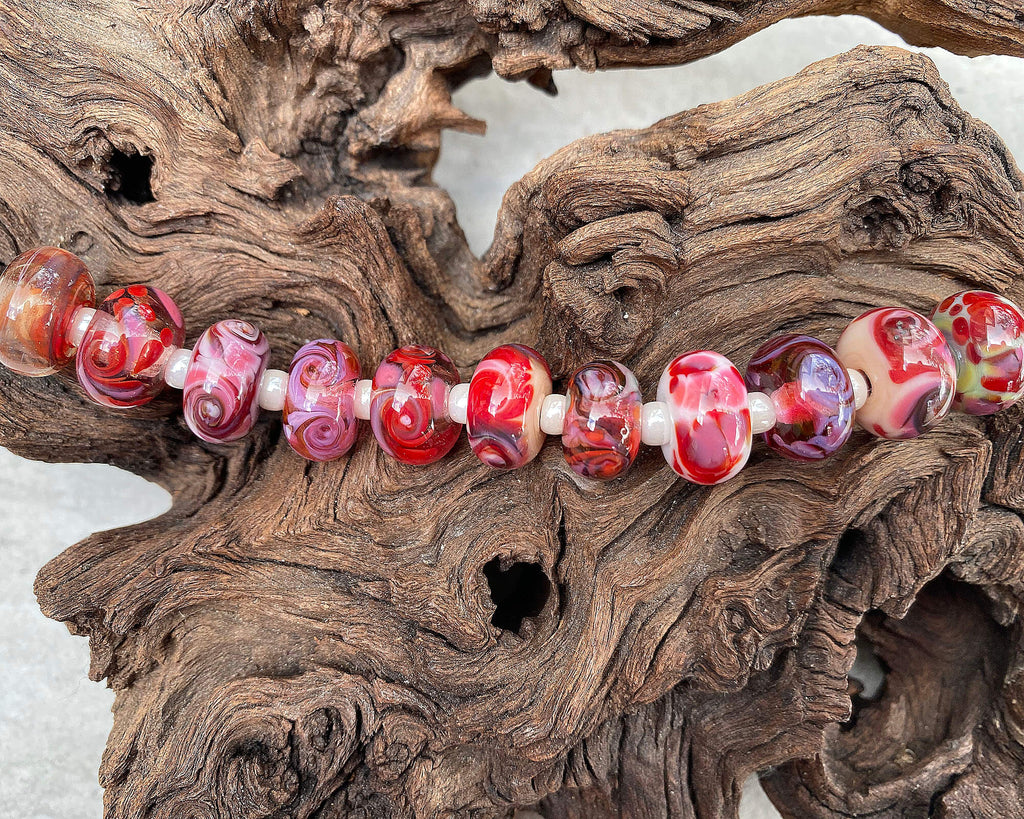 red lampwork beads