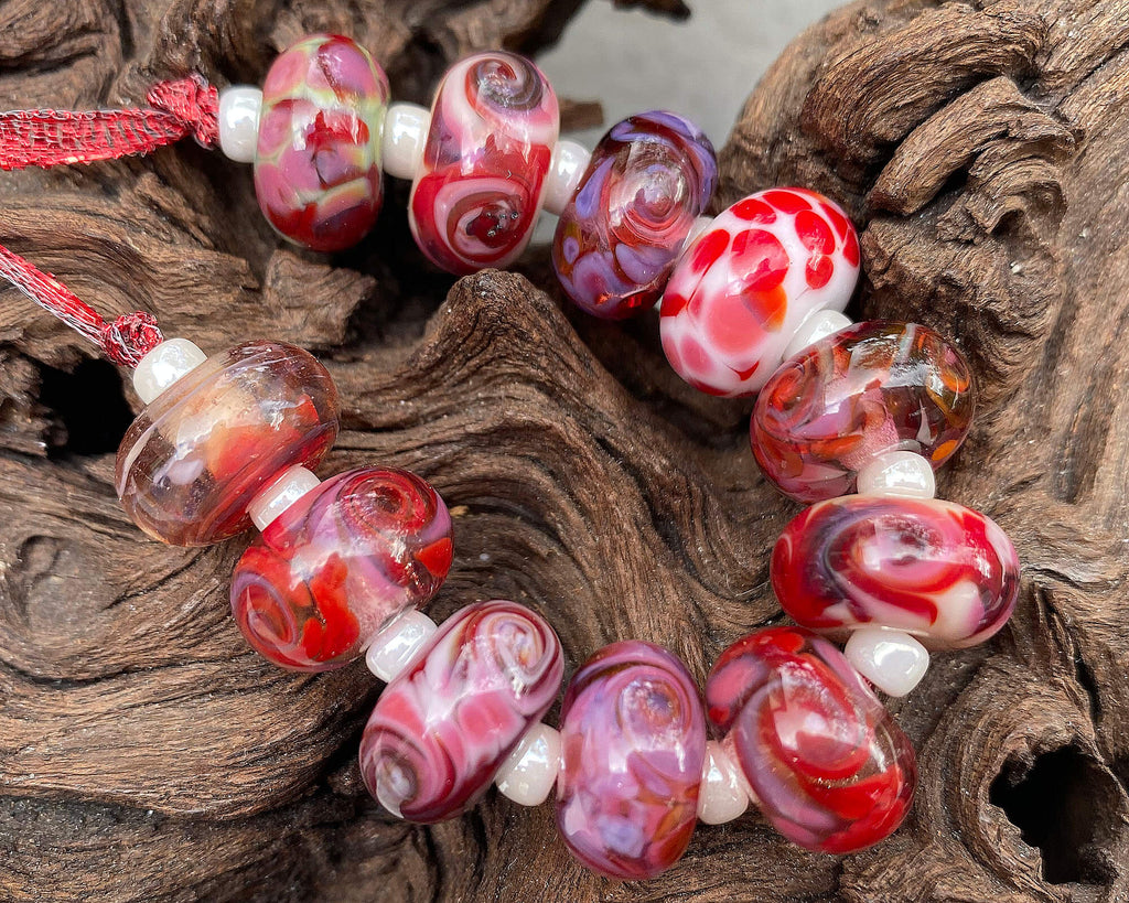 red lampwork beads