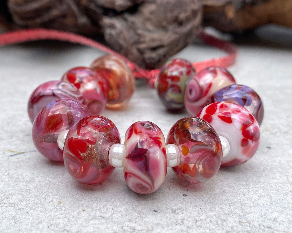 red lampwork beads