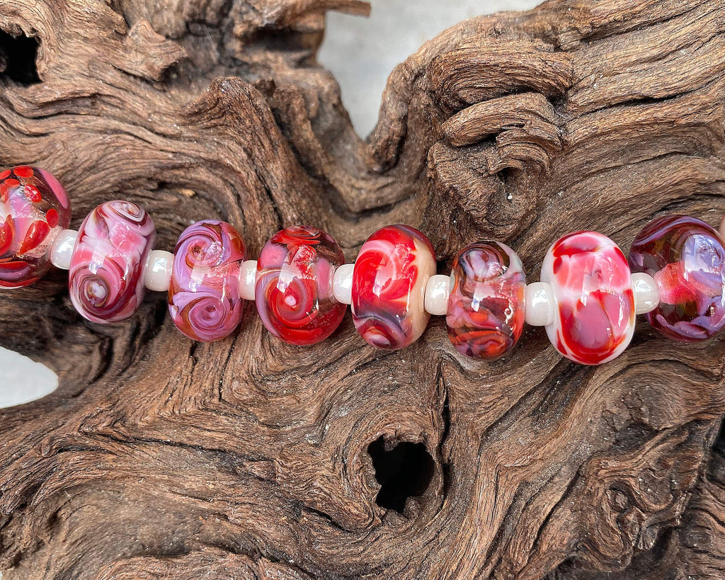 red lampwork beads