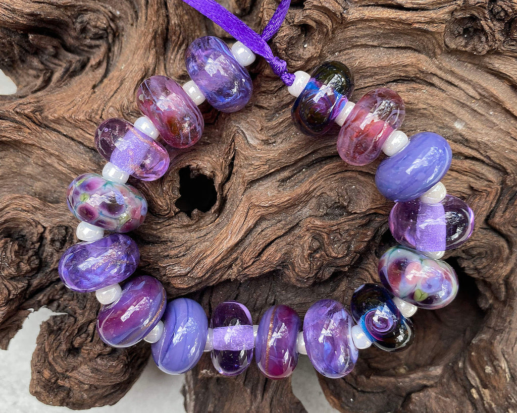 purple lampwork bead sets