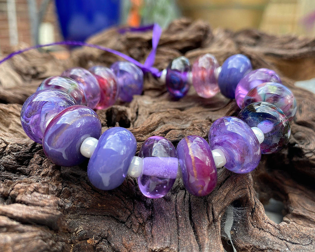 purple lampwork bead sets