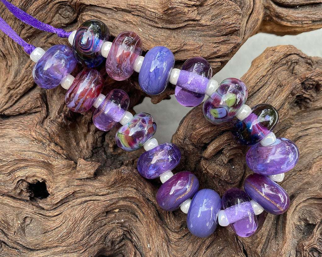 purple lampwork bead sets