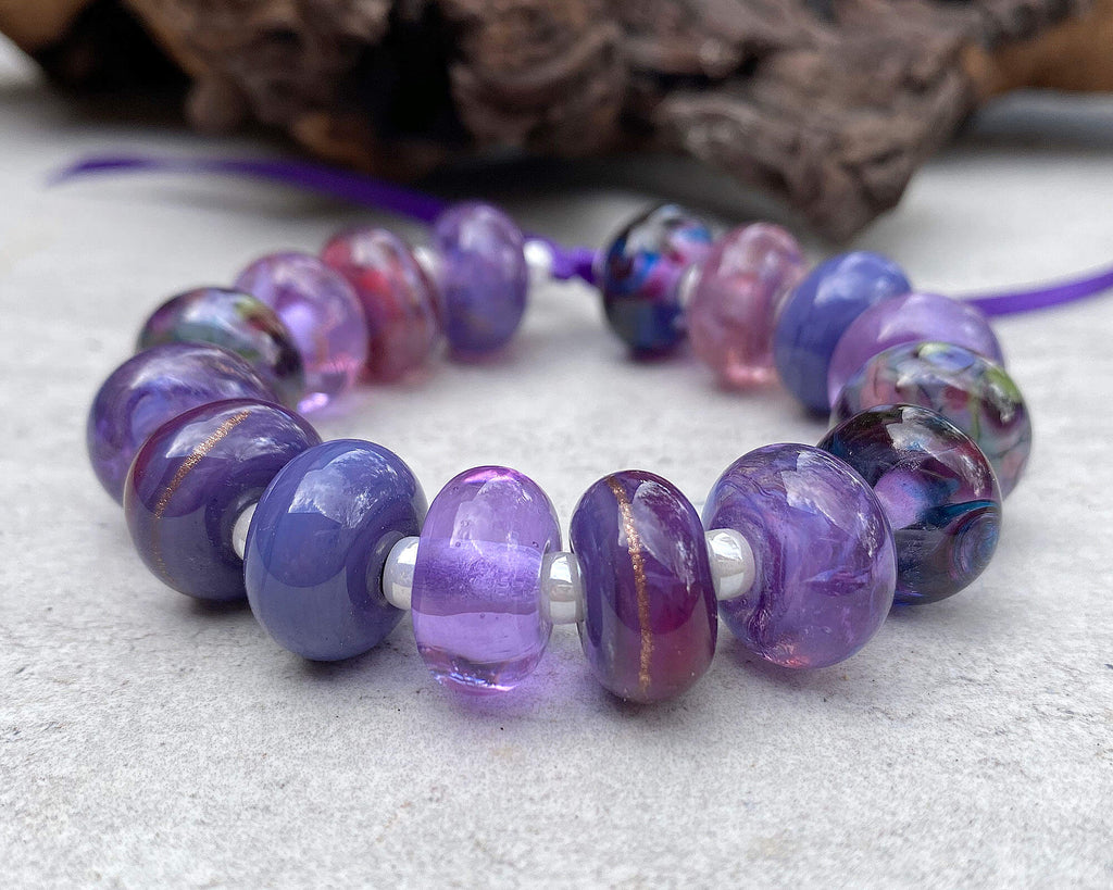 purple lampwork bead sets