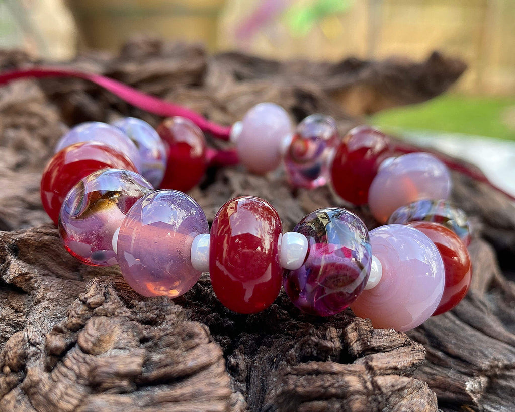 red purple lampwork beads