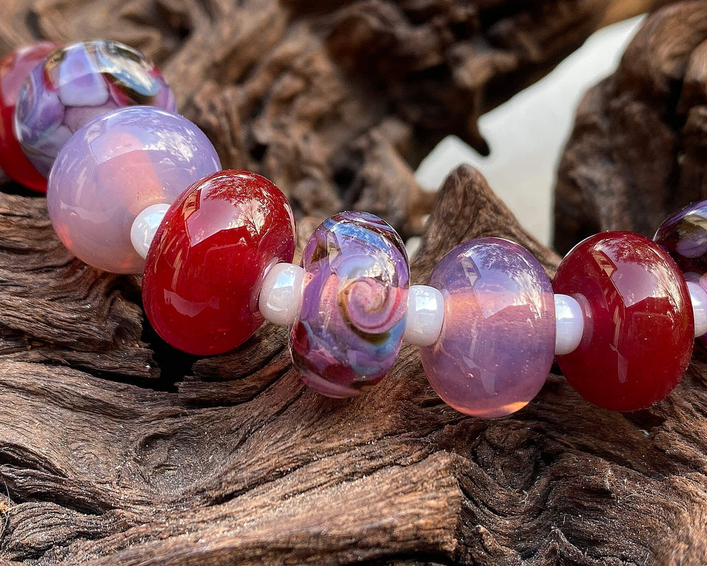 red purple lampwork beads