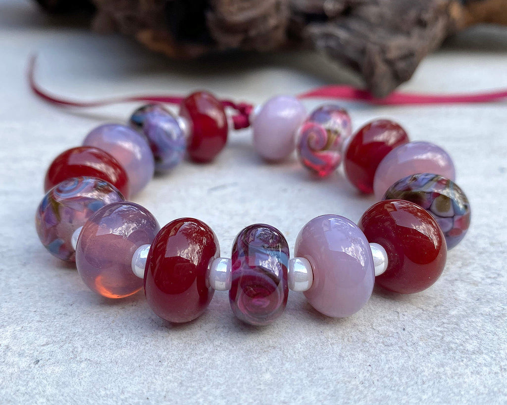 red purple lampwork beads