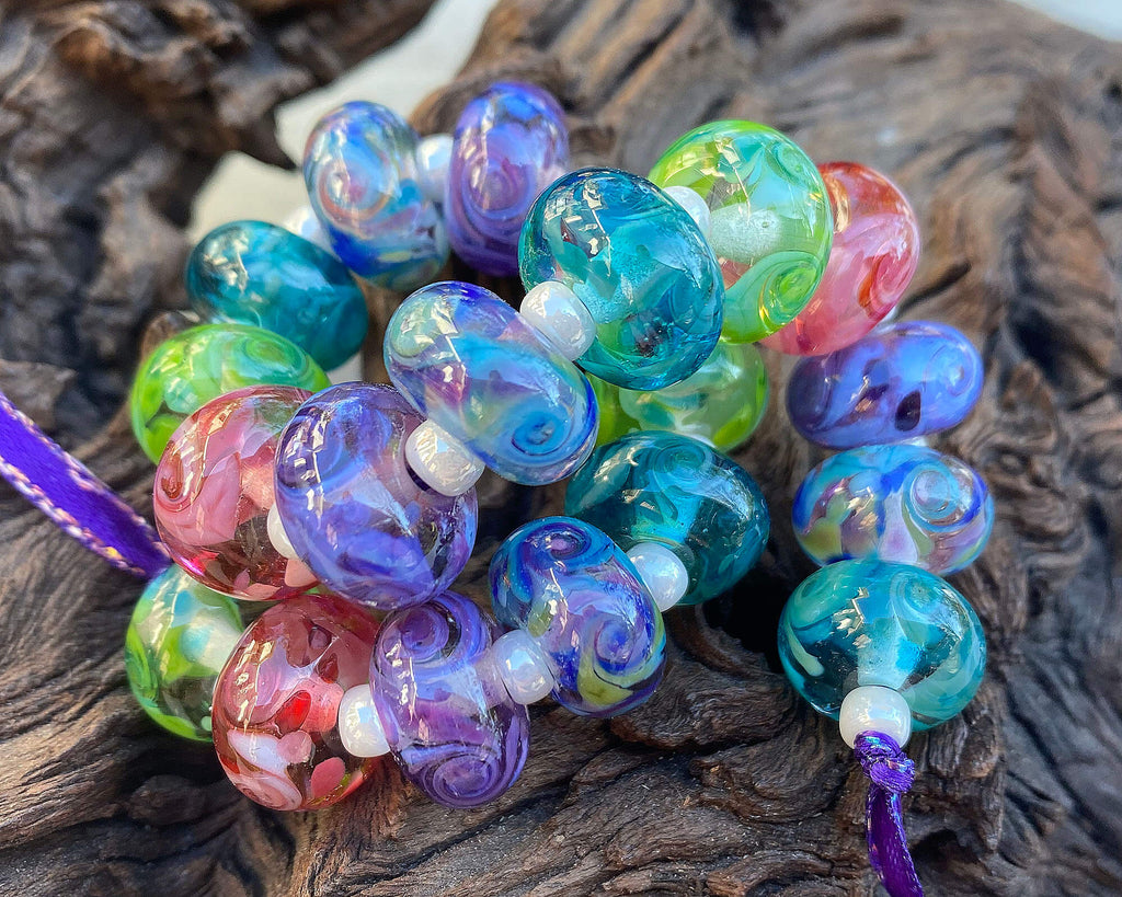 pastel lampwork bead set