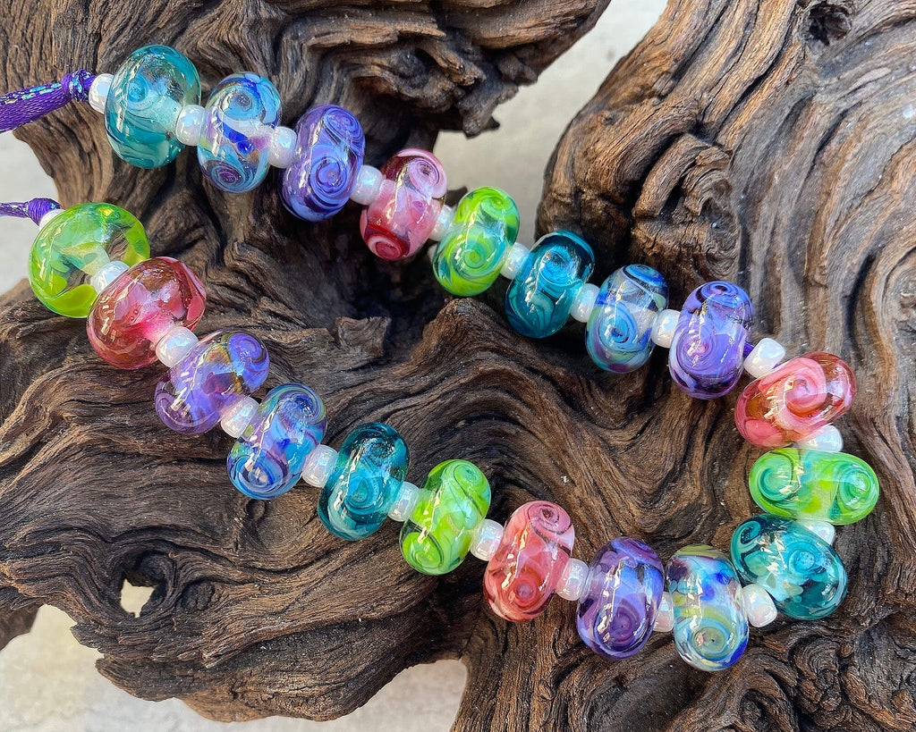 pastel lampwork bead set