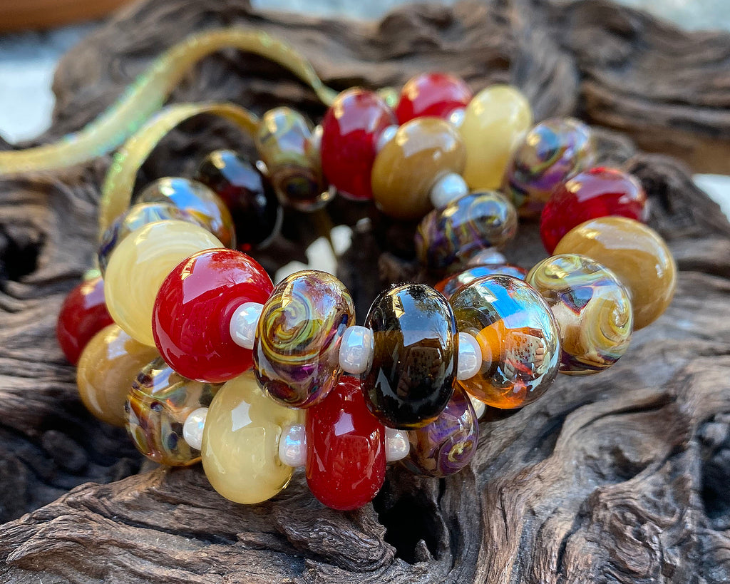 autumn lampwork bead set