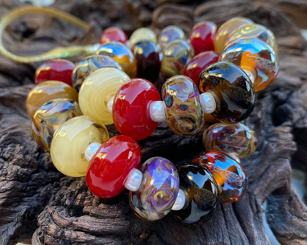 autumn lampwork bead set
