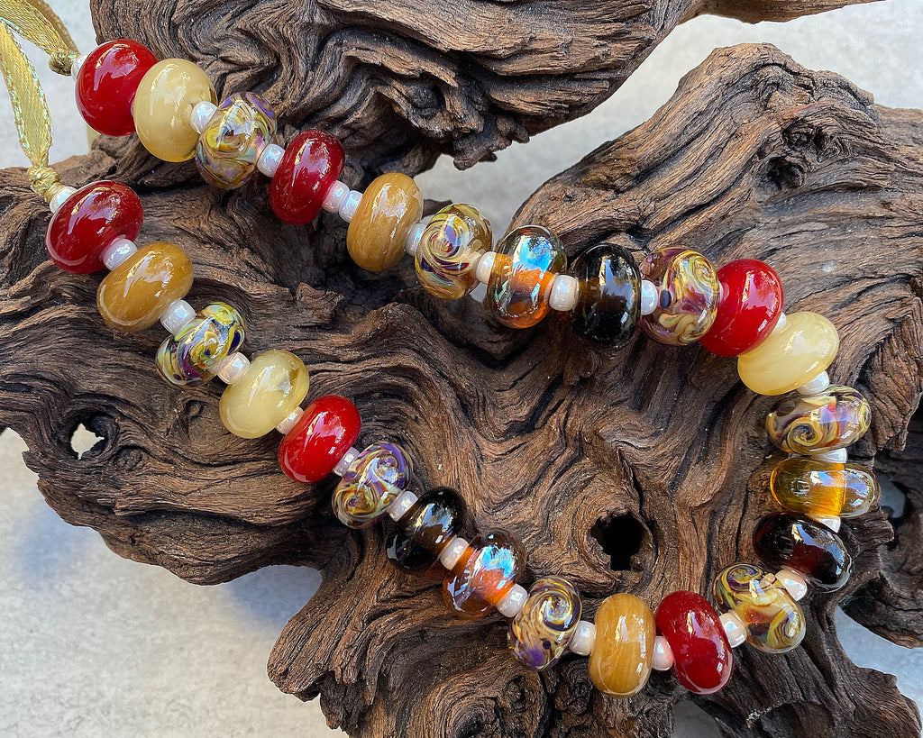 autumn lampwork bead set