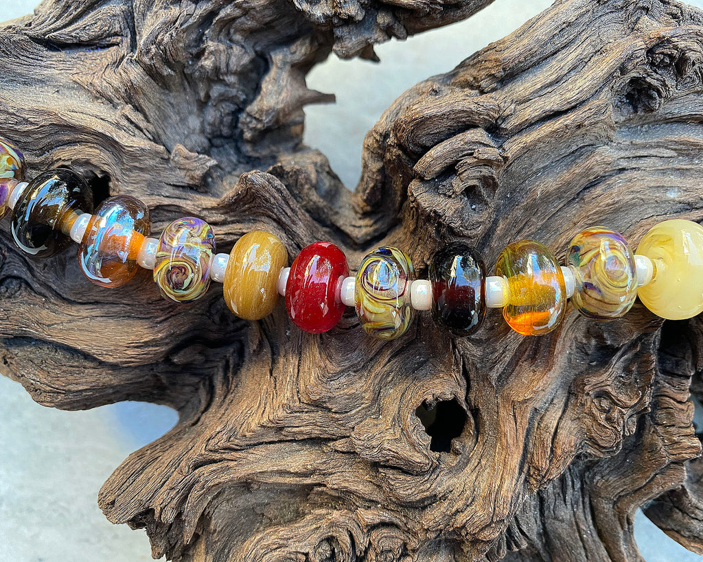 autumn lampwork bead set