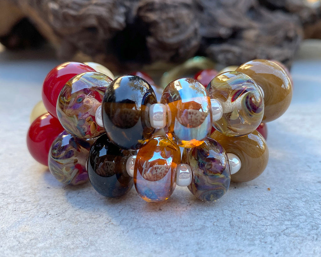 autumn lampwork bead set
