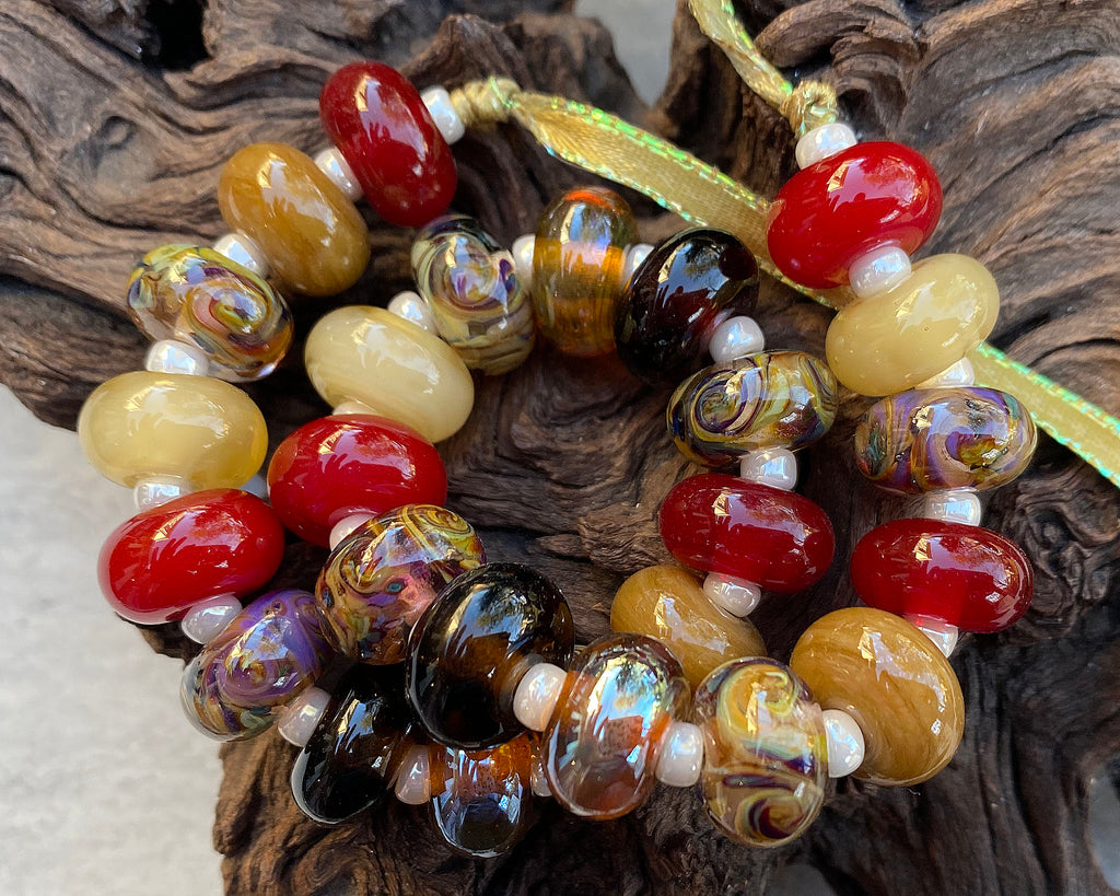 autumn lampwork bead set