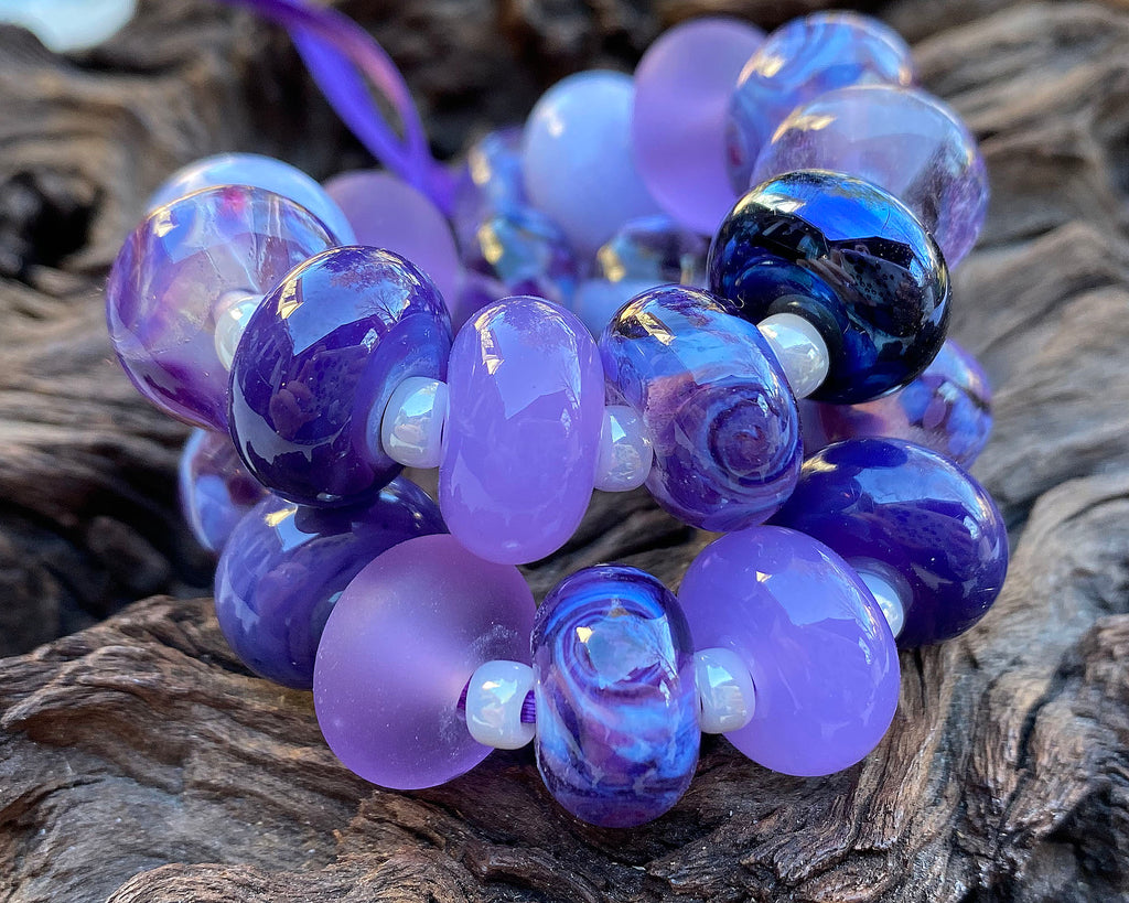 purple lampwork bead set