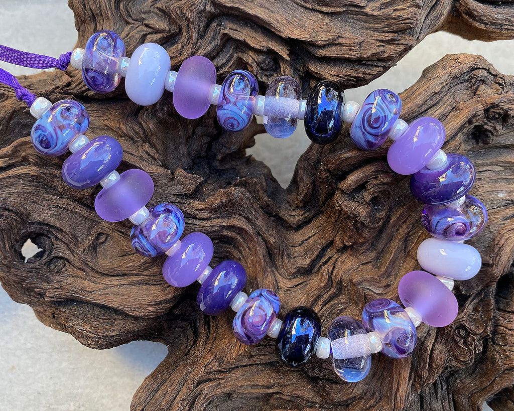 purple lampwork bead set